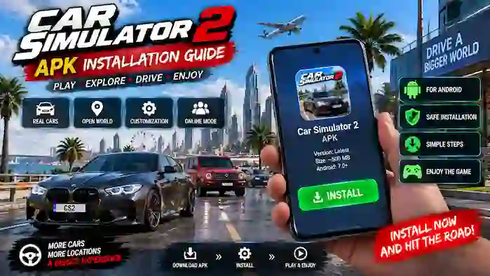 Android phone par Car Simulator 2 installation concept