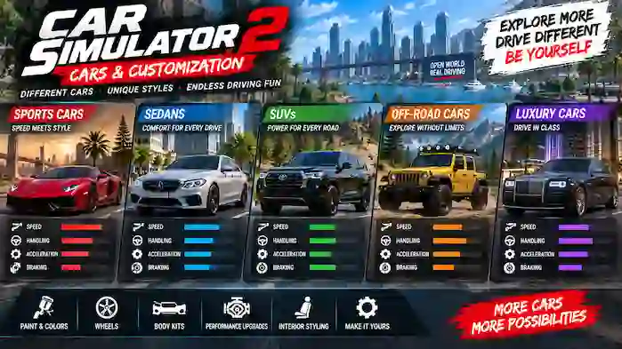 car-simulator-2-cars-types-performance